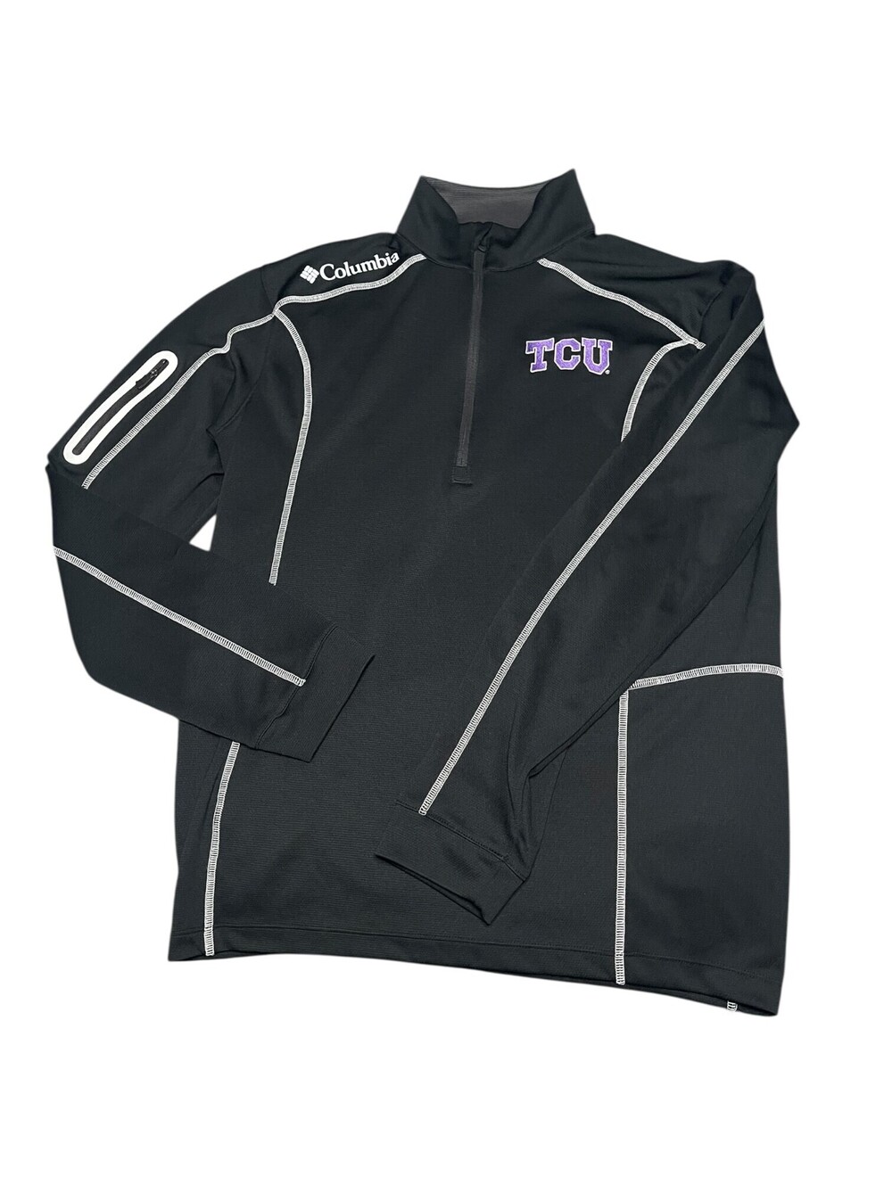 TCU Small Columbia Golf Black Quarter Zip Pullover Jacket Horned Frogs Christian
